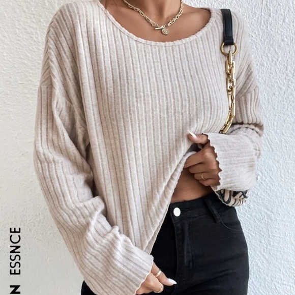 SHEIN Tops - Shein Beige Drop Shoulder Top